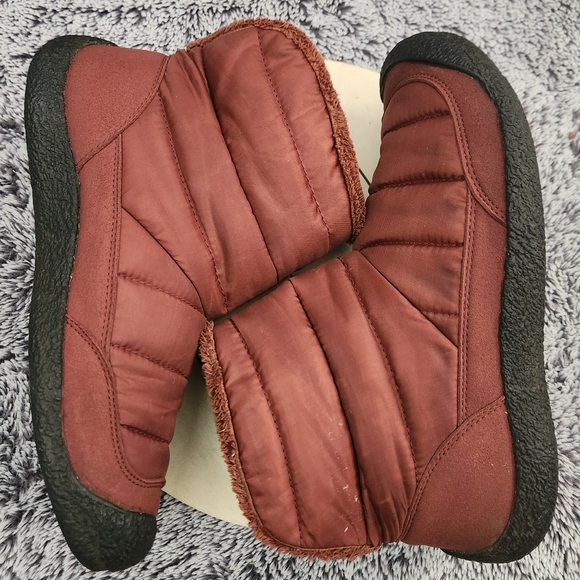 Keen Howser Fold Down Burgundy Lined Winter Snow Ankle Boots Women's Size 11 - Picture 6 of 9